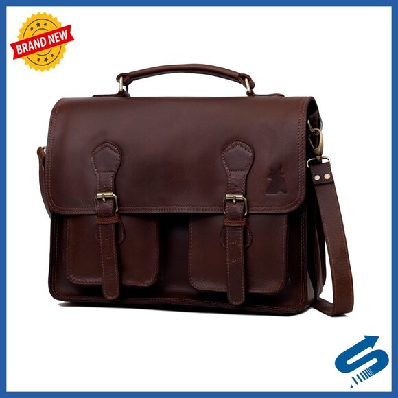 Vintage Leather Messenger Bag Handmade Briefcase Laptop Shoulder Bag